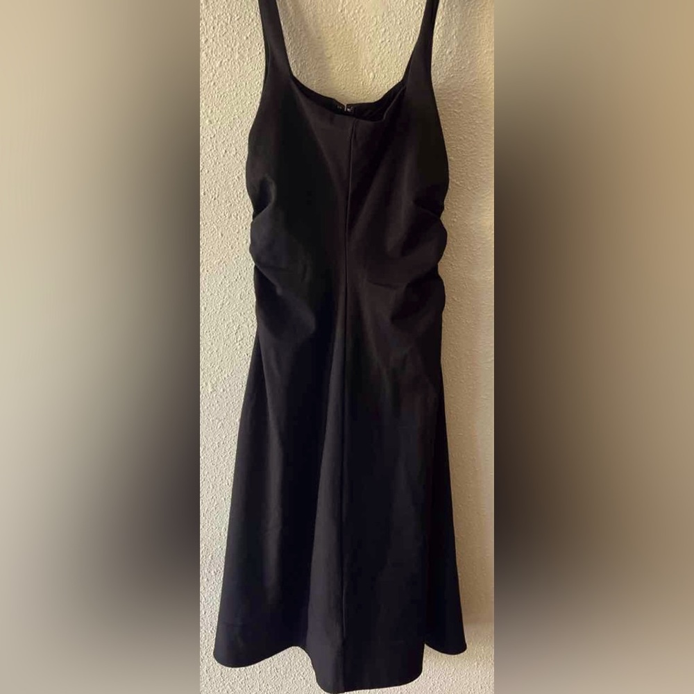 By Anthropologie Maeve Black mini dress ruched sides